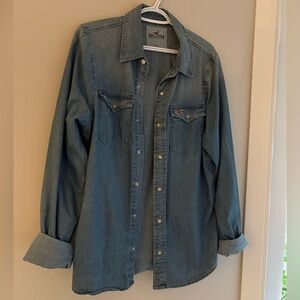 Hollister Light Blue Denim Button-Up